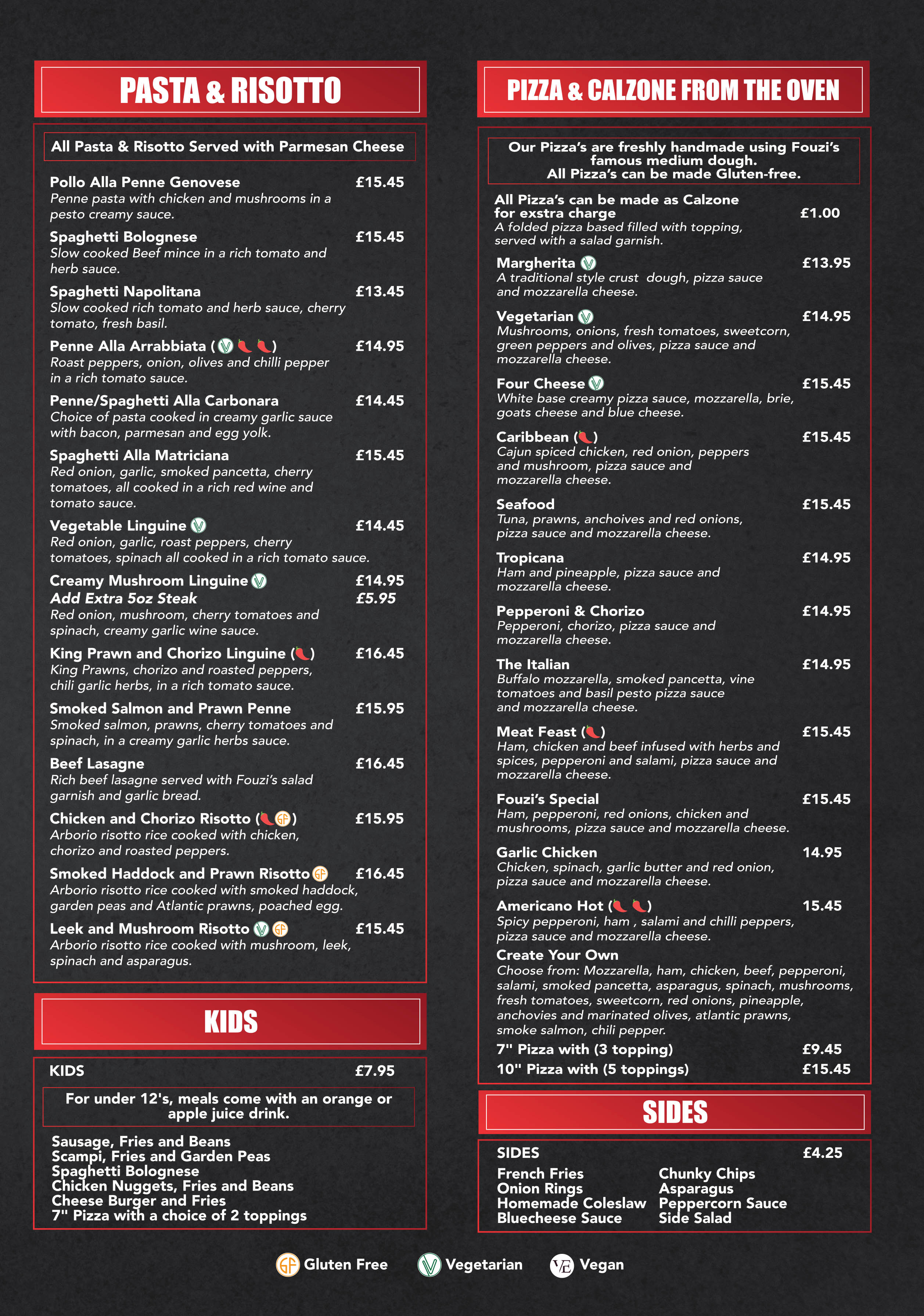 PASTA & RISOTTO & PIZZA & CALZONE